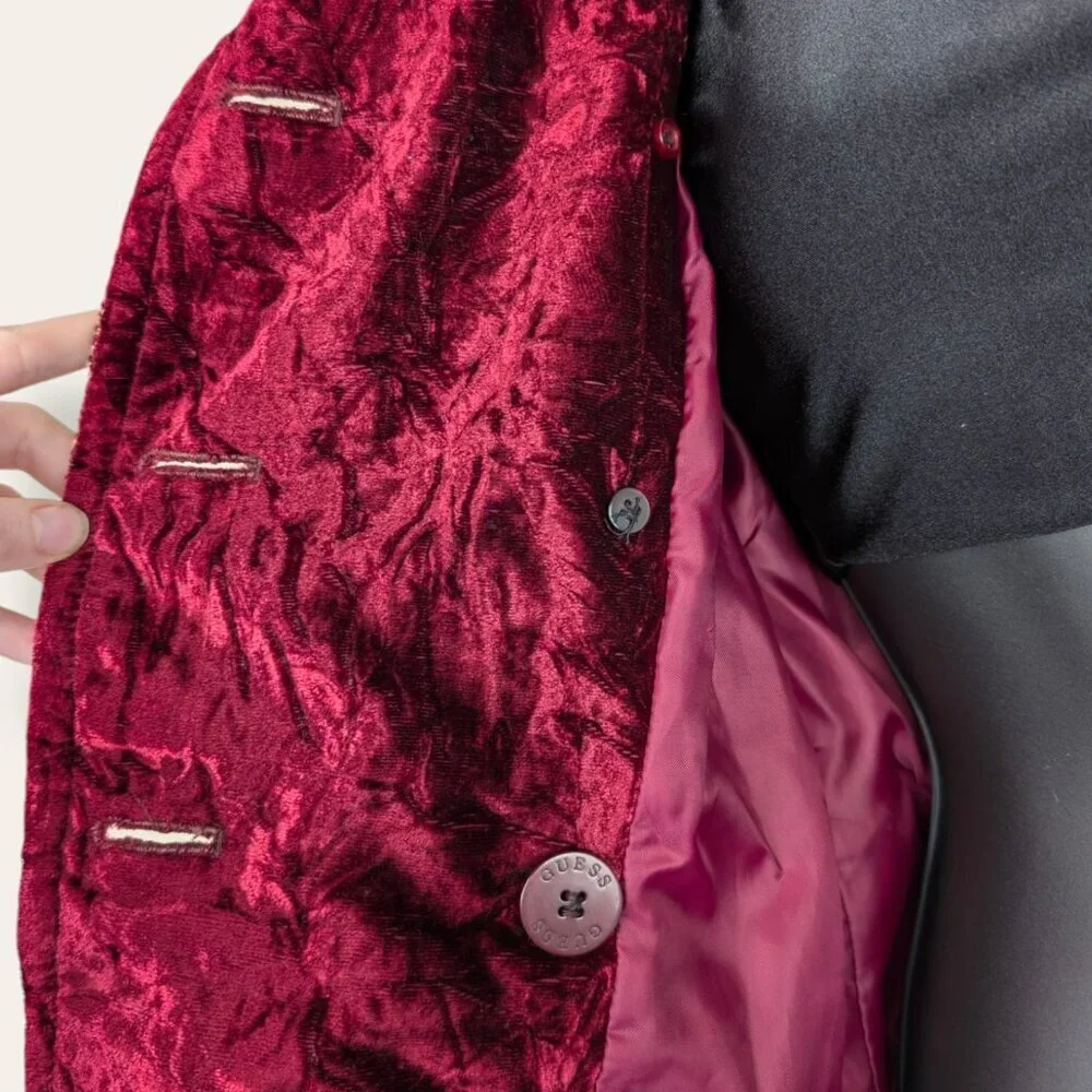 Guess Red Tweed Military-Style Jacket - Picture 12 of 13